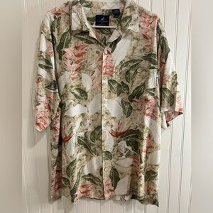 Caribbean Joe Men Bohemian Floral Button Down Shirt. 100% Rayón XL